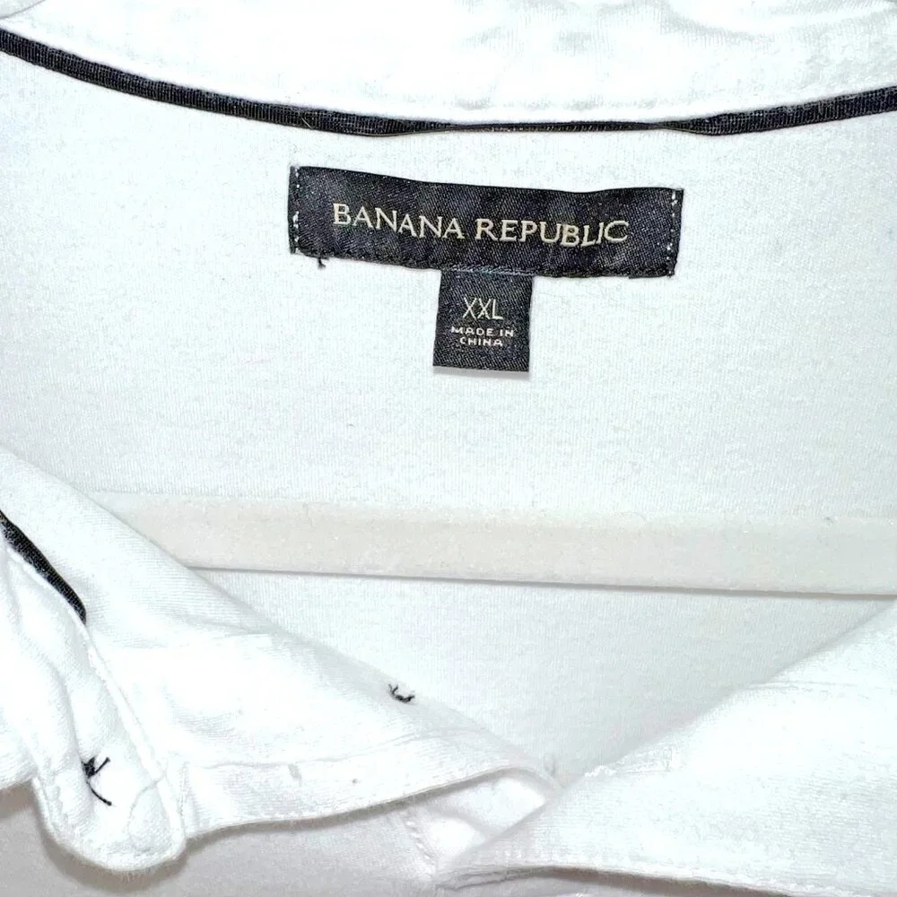 Banana Republic Polo Shirt Mens XXL White Collared Short Sleeve Embroidered Logo